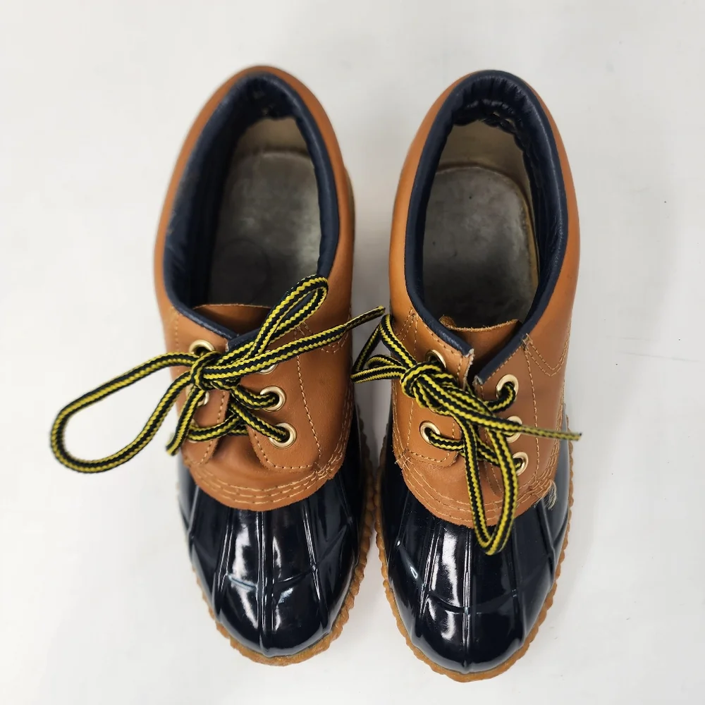 Sno Racer Duck‎ Boot ShoeSteel Shank Navy Brown Leather Low Women's 6M